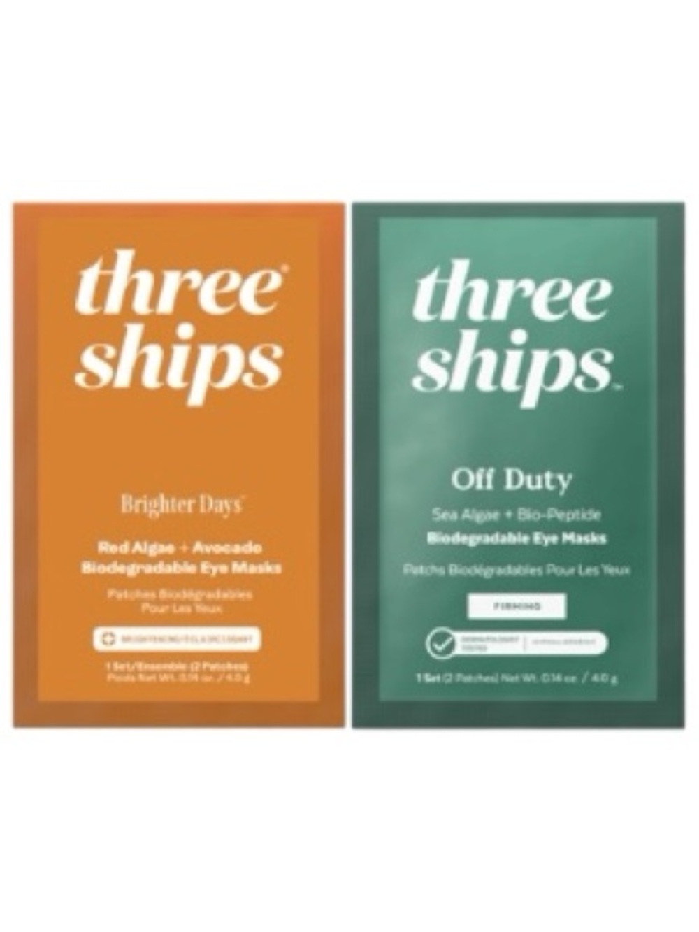 Three Ships Brighter Days & Off Duty Eye Mask Sample 2 Count | NWT